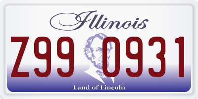 IL license plate Z990931