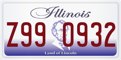 IL license plate Z990932