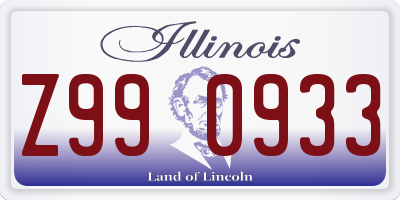 IL license plate Z990933