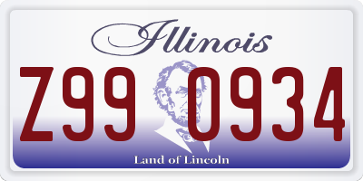 IL license plate Z990934