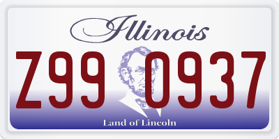 IL license plate Z990937