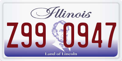 IL license plate Z990947