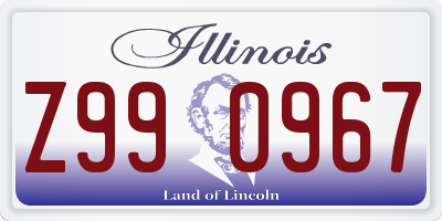 IL license plate Z990967