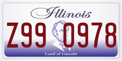 IL license plate Z990978