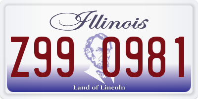 IL license plate Z990981