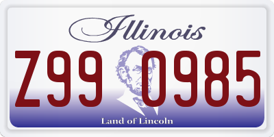 IL license plate Z990985