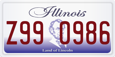 IL license plate Z990986