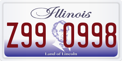 IL license plate Z990998