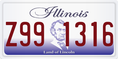 IL license plate Z991316