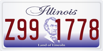 IL license plate Z991778