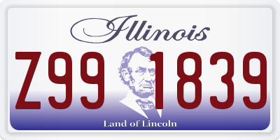 IL license plate Z991839