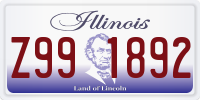 IL license plate Z991892