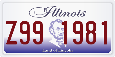 IL license plate Z991981