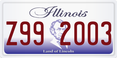 IL license plate Z992003