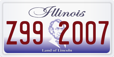 IL license plate Z992007