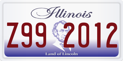 IL license plate Z992012