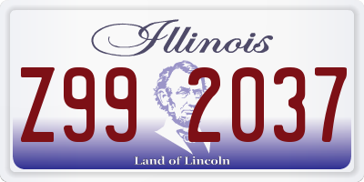 IL license plate Z992037