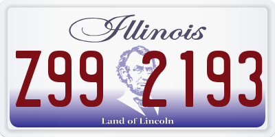 IL license plate Z992193