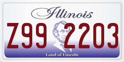 IL license plate Z992203