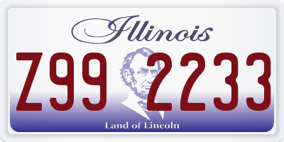 IL license plate Z992233