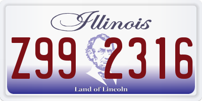 IL license plate Z992316