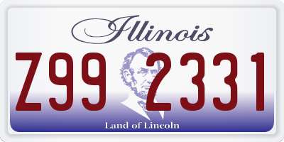 IL license plate Z992331