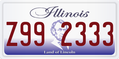 IL license plate Z992333