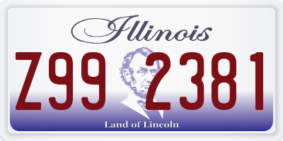 IL license plate Z992381