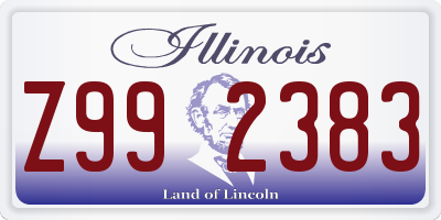 IL license plate Z992383