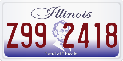 IL license plate Z992418