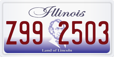 IL license plate Z992503