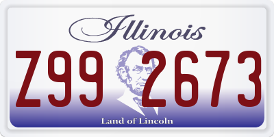 IL license plate Z992673