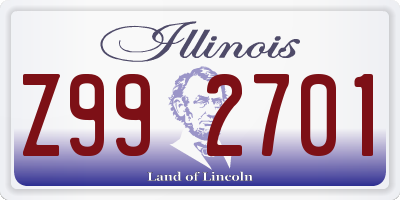 IL license plate Z992701