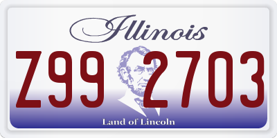 IL license plate Z992703