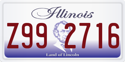 IL license plate Z992716