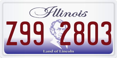 IL license plate Z992803