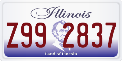 IL license plate Z992837