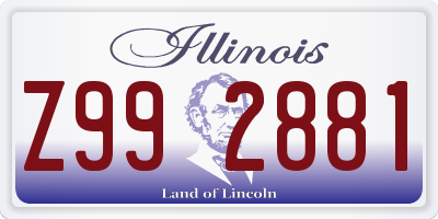 IL license plate Z992881