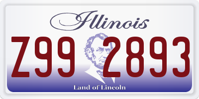 IL license plate Z992893