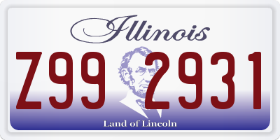 IL license plate Z992931