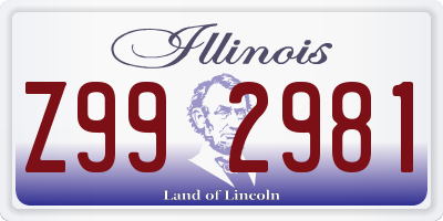 IL license plate Z992981