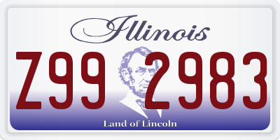 IL license plate Z992983