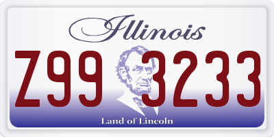 IL license plate Z993233
