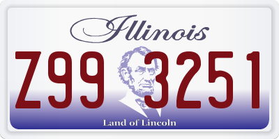 IL license plate Z993251