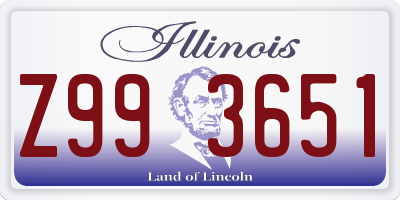 IL license plate Z993651