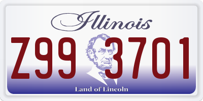 IL license plate Z993701