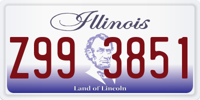 IL license plate Z993851