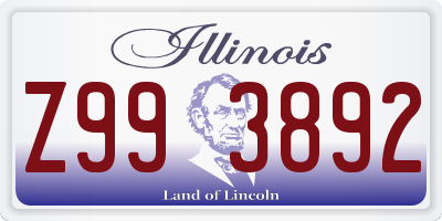 IL license plate Z993892