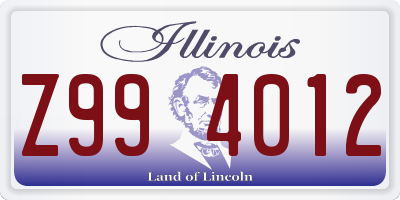 IL license plate Z994012