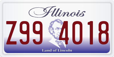 IL license plate Z994018
